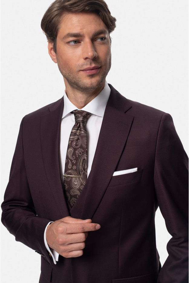 MARYNARKA MIRABEL BORDOWA SLIM FIT JEDNORZĘDOWA Z WEŁNĄ MARYNARKA MIRABEL BORDOWA SLIM FIT JEDNORZĘDOWA Z WEŁNĄ