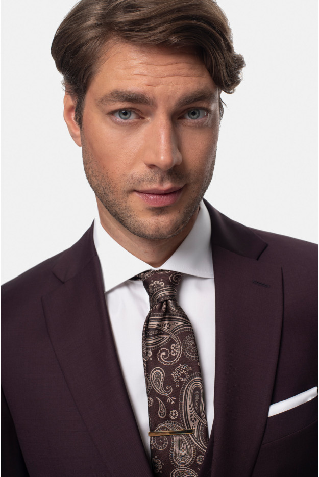 MARYNARKA MIRABEL BORDOWA SLIM FIT JEDNORZĘDOWA Z WEŁNĄ MARYNARKA MIRABEL BORDOWA SLIM FIT JEDNORZĘDOWA Z WEŁNĄ