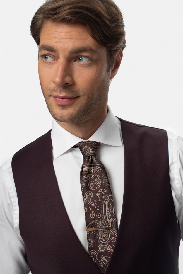 KAMIZELKA MIRABEL SLIM FIT BORDOWA DWURZĘDOWA Z WEŁNĄ KAMIZELKA MIRABEL SLIM FIT BORDOWA DWURZĘDOWA Z WEŁNĄ