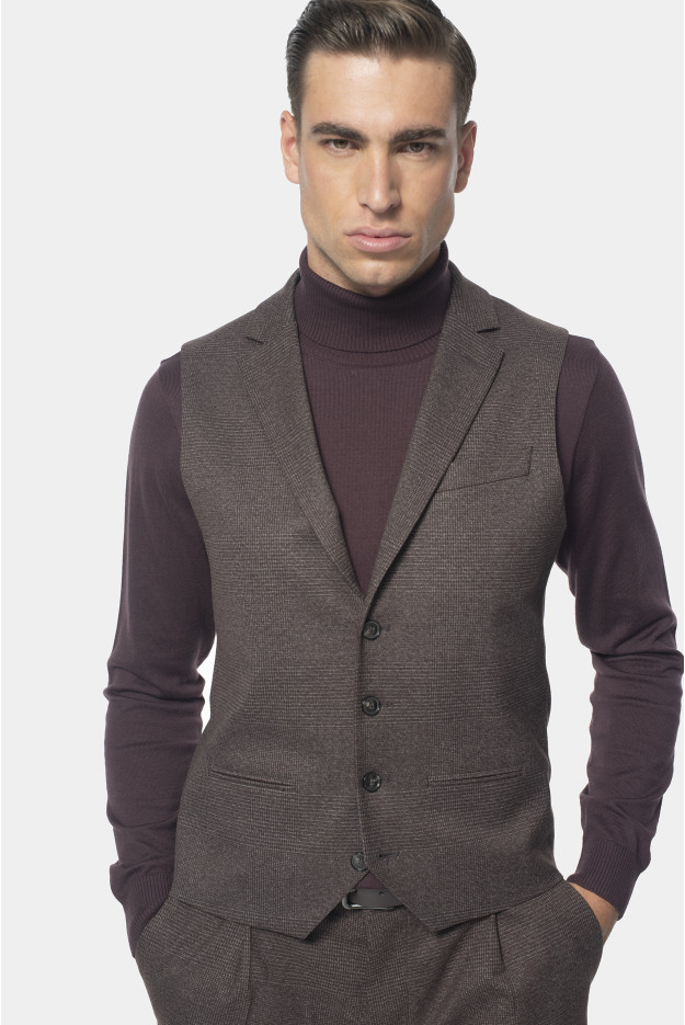 KAMIZELKA RABADE SLIM FIT BRĄZOWA JEDNORZĘDOWA KAMIZELKA RABADE SLIM FIT BRĄZOWA JEDNORZĘDOWA