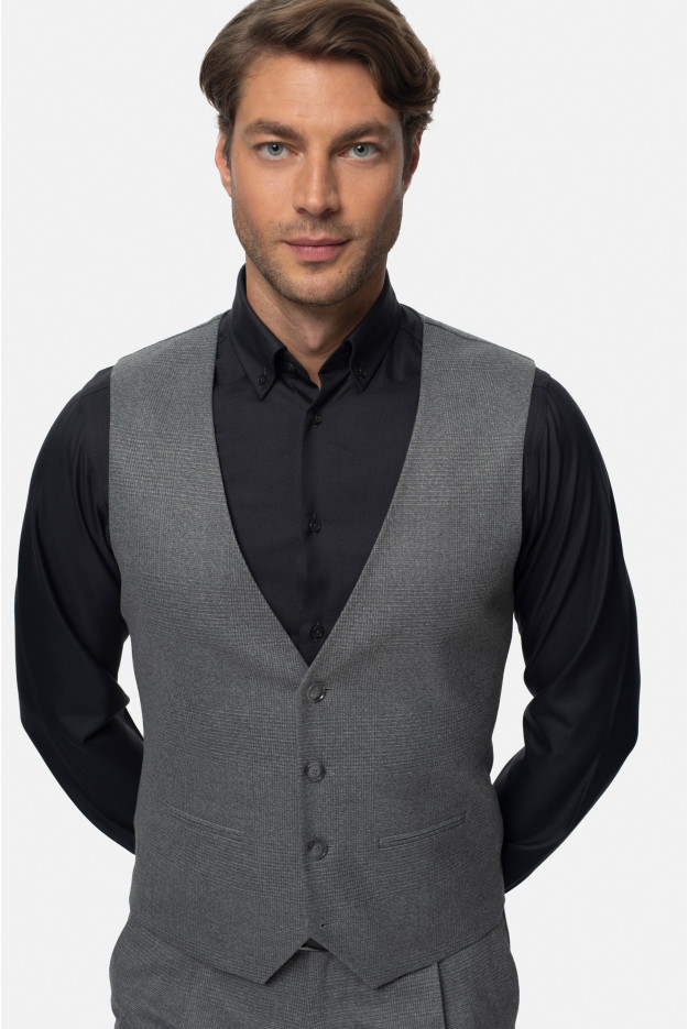 KAMIZELKA RABADE SLIM FIT SZARA JEDNORZĘDOWA KAMIZELKA RABADE SLIM FIT SZARA JEDNORZĘDOWA
