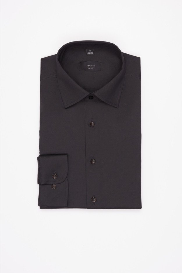 KOSZULA VERSONE 3292 DŁUGI RĘKAW SLIM FIT GRAFITOWA Z BAWEŁNY