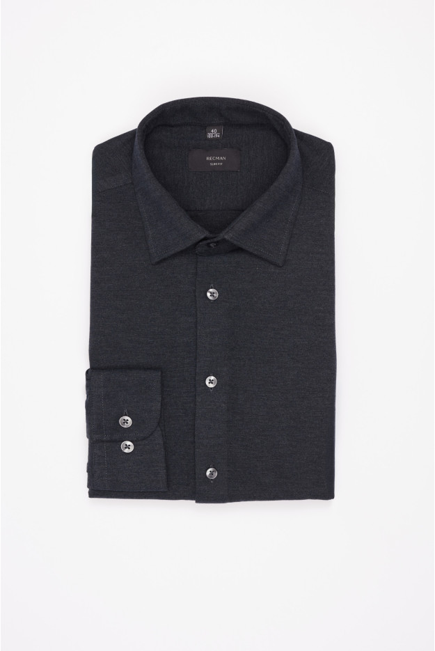 KOSZULA FORMENTO 3321C DŁUGI RĘKAW SLIM FIT GRAFITOWA Z DZIANINY KOSZULA FORMENTO 3321C DŁUGI RĘKAW SLIM FIT GRAFITOWA Z DZIANINY
