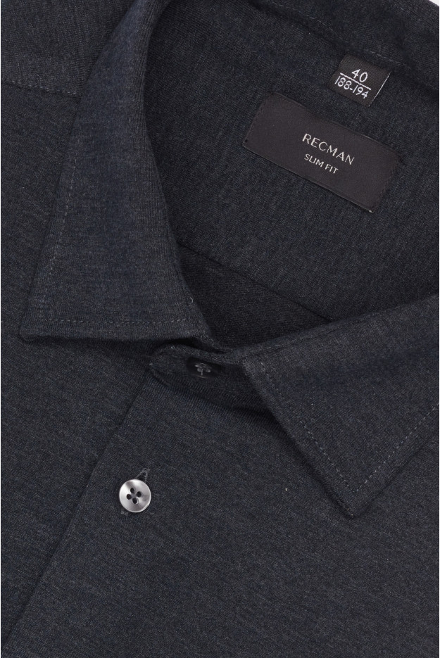 KOSZULA FORMENTO 3321C DŁUGI RĘKAW SLIM FIT GRAFITOWA Z DZIANINY KOSZULA FORMENTO 3321C DŁUGI RĘKAW SLIM FIT GRAFITOWA Z DZIANINY