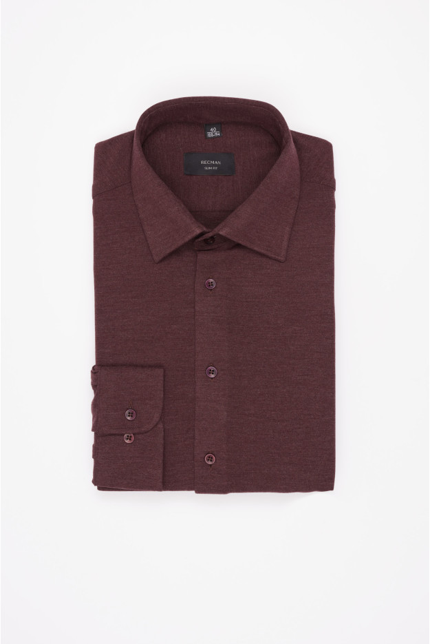 KOSZULA FORMENTO 3353C DŁUGI RĘKAW SLIM FIT FIOLETOWA Z WEŁNĄ