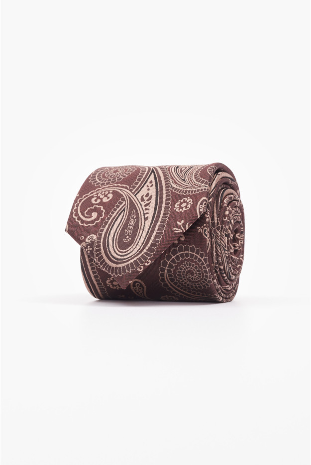 KRAWAT PAISLEY BRĄZOWY 226