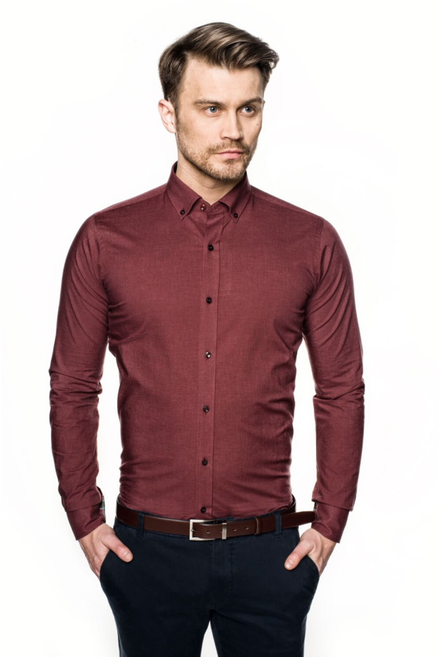 KOSZULA BEXLEY 2288 DŁUGI RĘKAW SLIM FIT CZERWONY