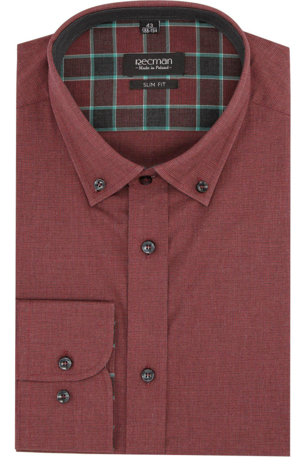 KOSZULA BEXLEY 2288 DŁUGI RĘKAW SLIM FIT CZERWONY