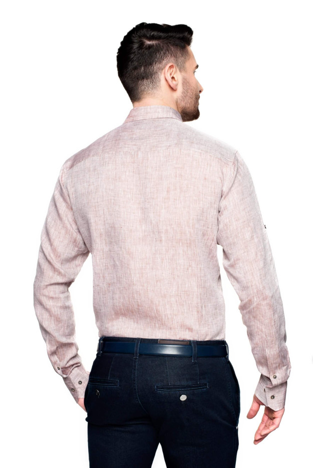 KOSZULA BEXLEY 2420 DŁUGI RĘKAW CUSTOM FIT BRĄZ