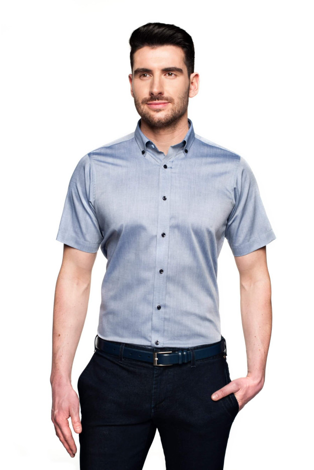 KOSZULA BEXLEY 2516 KRÓTKI RĘKAW SLIM FIT GRANAT