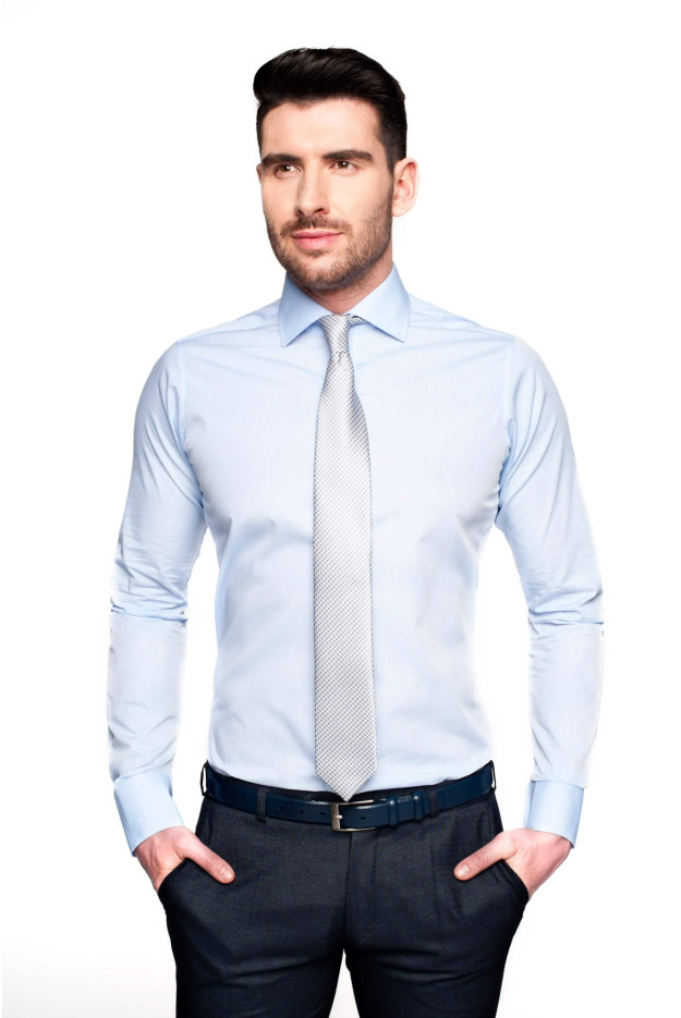 KOSZULA VERSONE 2565 DŁUGI RĘKAW SLIM FIT NIEBIESKI