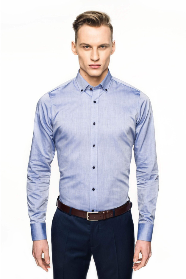 KOSZULA BEXLEY 2444 DŁUGI RĘKAW SLIM FIT NIEBIESKI