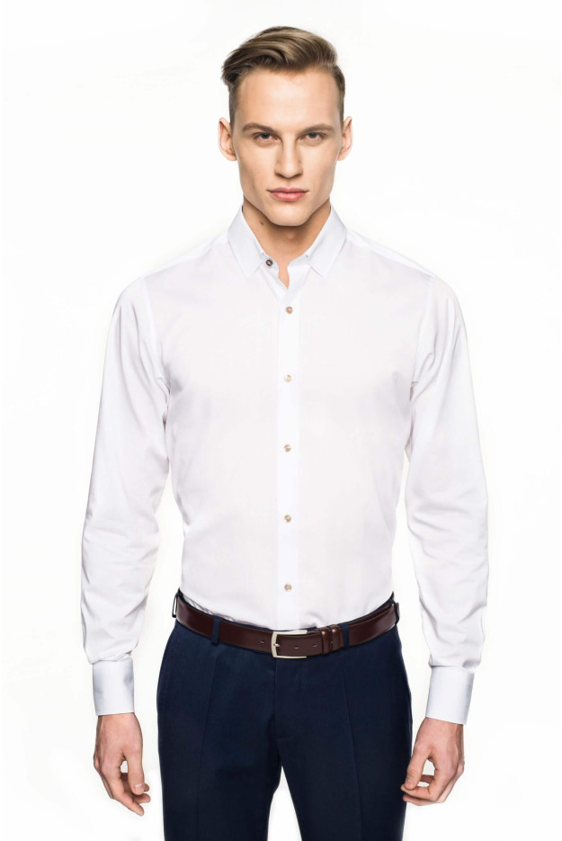 KOSZULA BEXLEY 2427 DŁUGI RĘKAW CUSTOM FIT BIAŁY