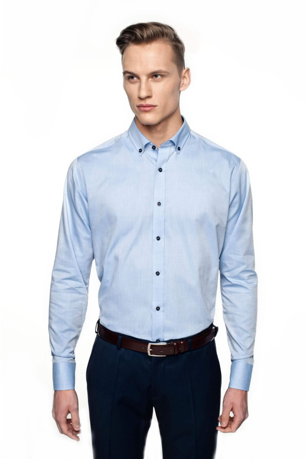 KOSZULA BEXLEY 2673 DŁUGI RĘKAW CUSTOM FIT NIEBIESKI