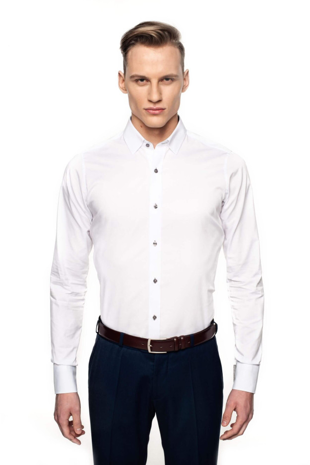 KOSZULA BEXLEY 2668 DŁUGI RĘKAW SLIM FIT BIAŁY