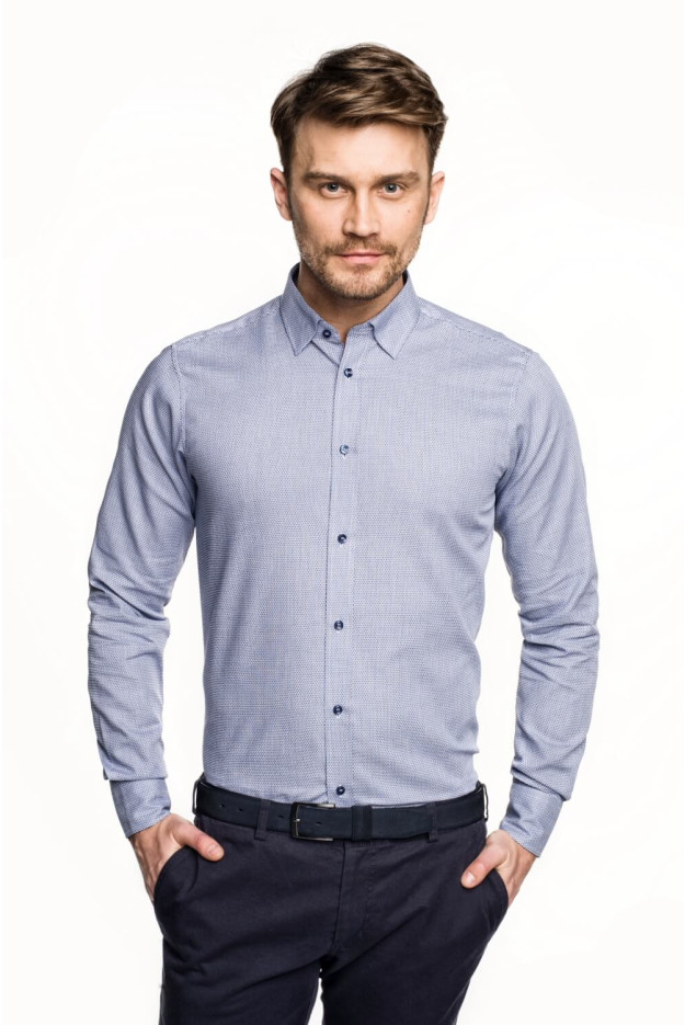 KOSZULA VERSONE 2698 DŁUGI RĘKAW CUSTOM FIT GRANAT