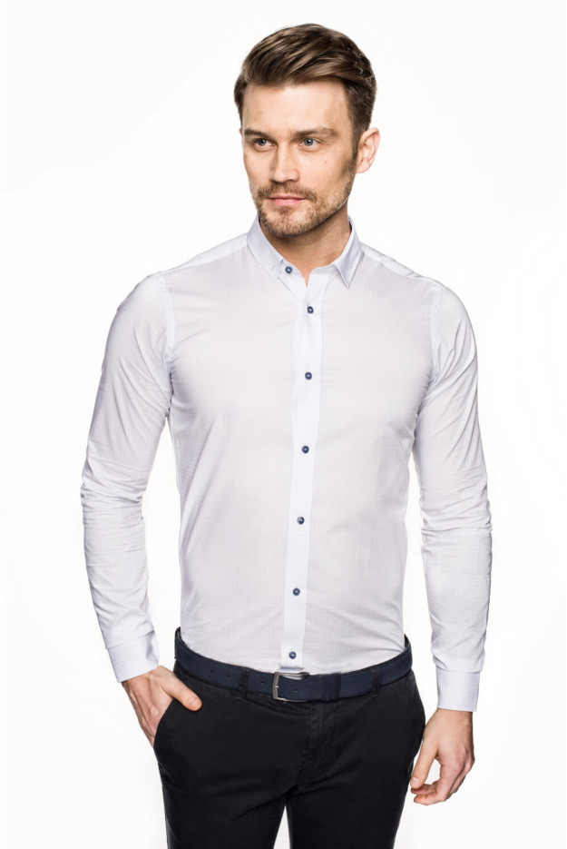 KOSZULA VERSONE 2694 DŁUGI RĘKAW SLIM FIT BIAŁY