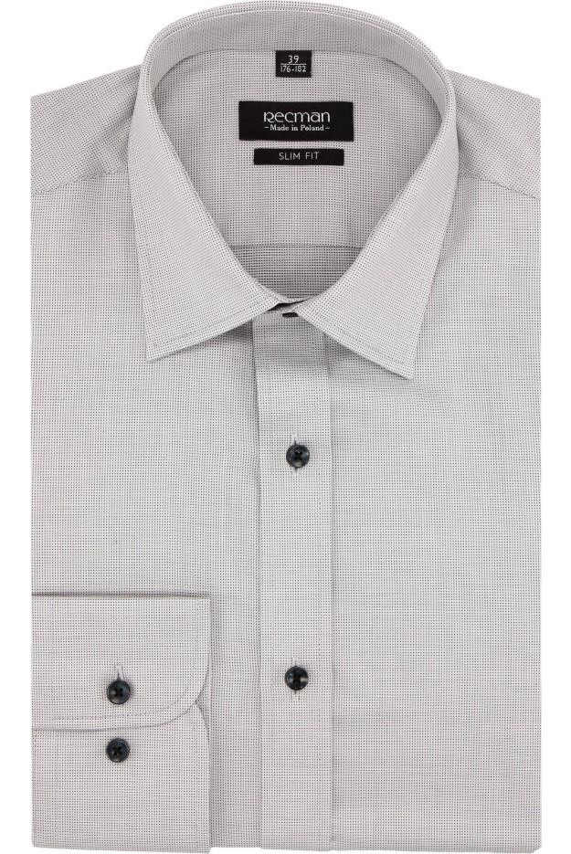 KOSZULA VERSONE 2711E DŁUGI RĘKAW SLIM FIT SZAROŚĆ