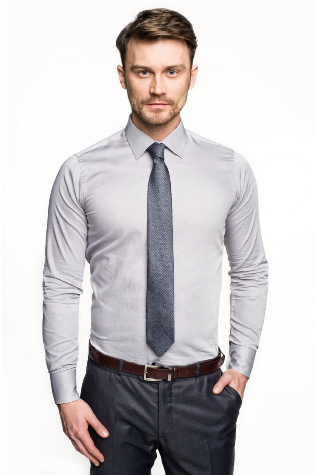 KOSZULA VERSONE 2711E DŁUGI RĘKAW SLIM FIT SZAROŚĆ