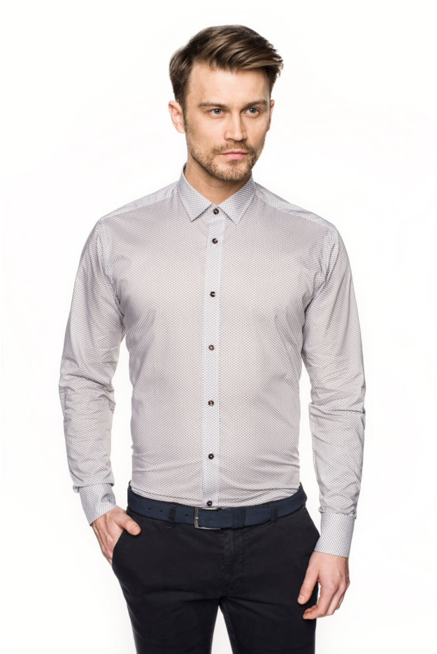 KOSZULA VERSONE 2696 DŁUGI RĘKAW CUSTOM FIT BIAŁY