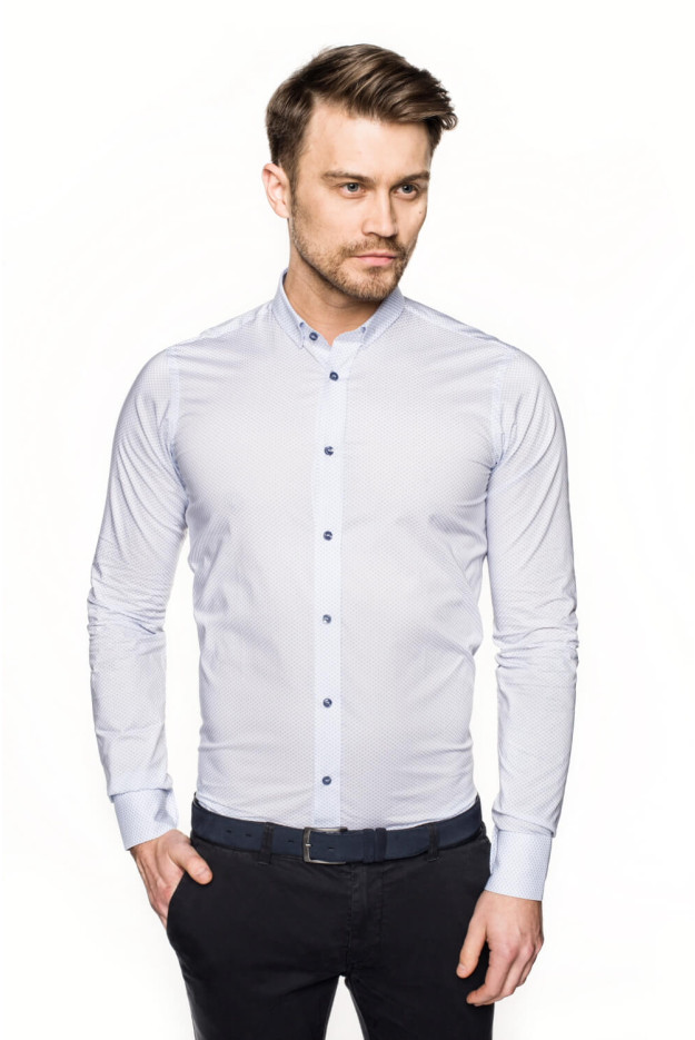 KOSZULA VERSONE 2697 DŁUGI RĘKAW SLIM FIT BIAŁY