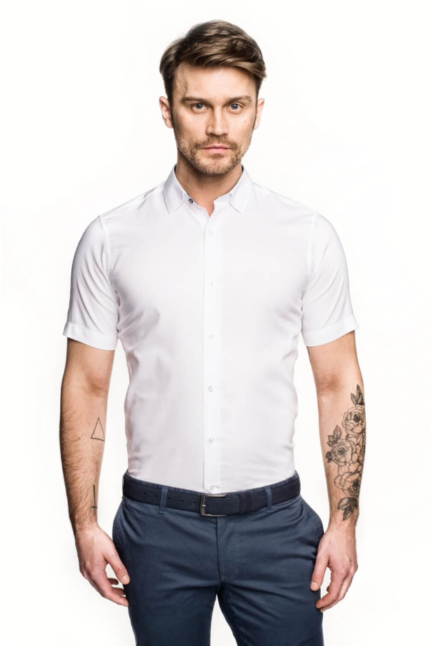 KOSZULA BEXLEY 2488/1 KRÓTKI RĘKAW CUSTOM FIT BIAŁY