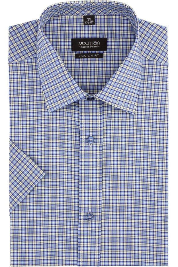 KOSZULA BEXLEY 2574 KRÓTKI RĘKAW CUSTOM FIT NIEBIESKI