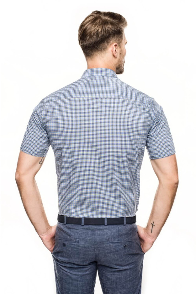 KOSZULA BEXLEY 2574 KRÓTKI RĘKAW CUSTOM FIT NIEBIESKI