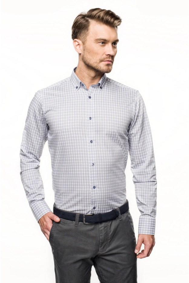 KOSZULA BEXLEY 2031 DŁUGI RĘKAW CUSTOM FIT SZAROŚĆ