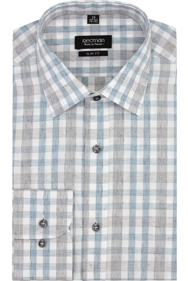KOSZULA VERSONE 2741 DŁUGI RĘKAW SLIM FIT NIEBIESKI