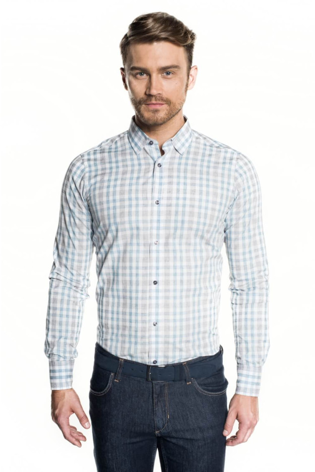 KOSZULA VERSONE 2741 DŁUGI RĘKAW SLIM FIT NIEBIESKI
