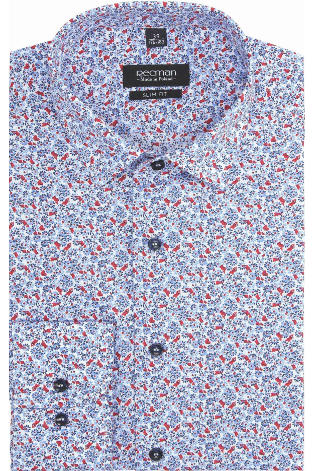 KOSZULA VERSONE 2827 DŁUGI RĘKAW SLIM FIT NIEBIESKI