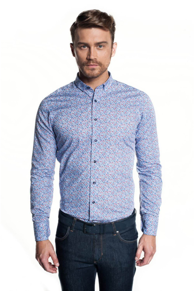 KOSZULA VERSONE 2827 DŁUGI RĘKAW SLIM FIT NIEBIESKI