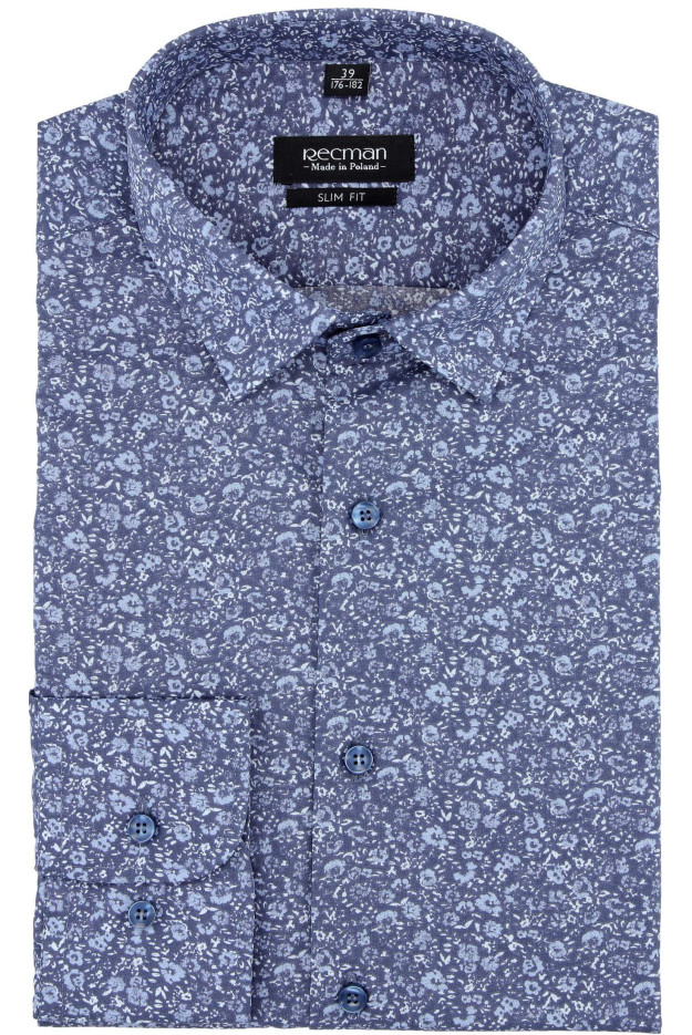 KOSZULA VERSONE 2829 DŁUGI RĘKAW SLIM FIT NIEBIESKI