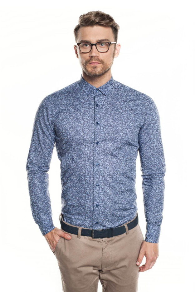 KOSZULA VERSONE 2829 DŁUGI RĘKAW SLIM FIT NIEBIESKI