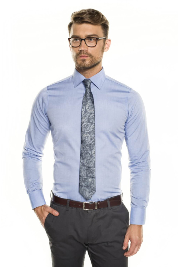 KOSZULA BEXLEY 2454 DŁUGI RĘKAW SLIM FIT NIEBIESKI