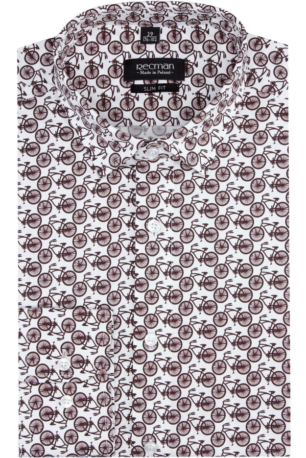 KOSZULA VERSONE 2882 DŁUGI RĘKAW SLIM FIT BORDO