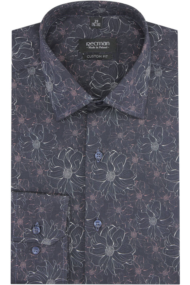 KOSZULA VERSONE 2891 DŁUGI RĘKAW CUSTOM FIT GRANAT