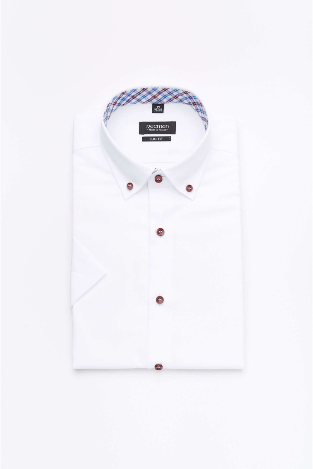 KOSZULA BEXLEY 1897 KRÓTKI RĘKAW SLIM FIT BIAŁY