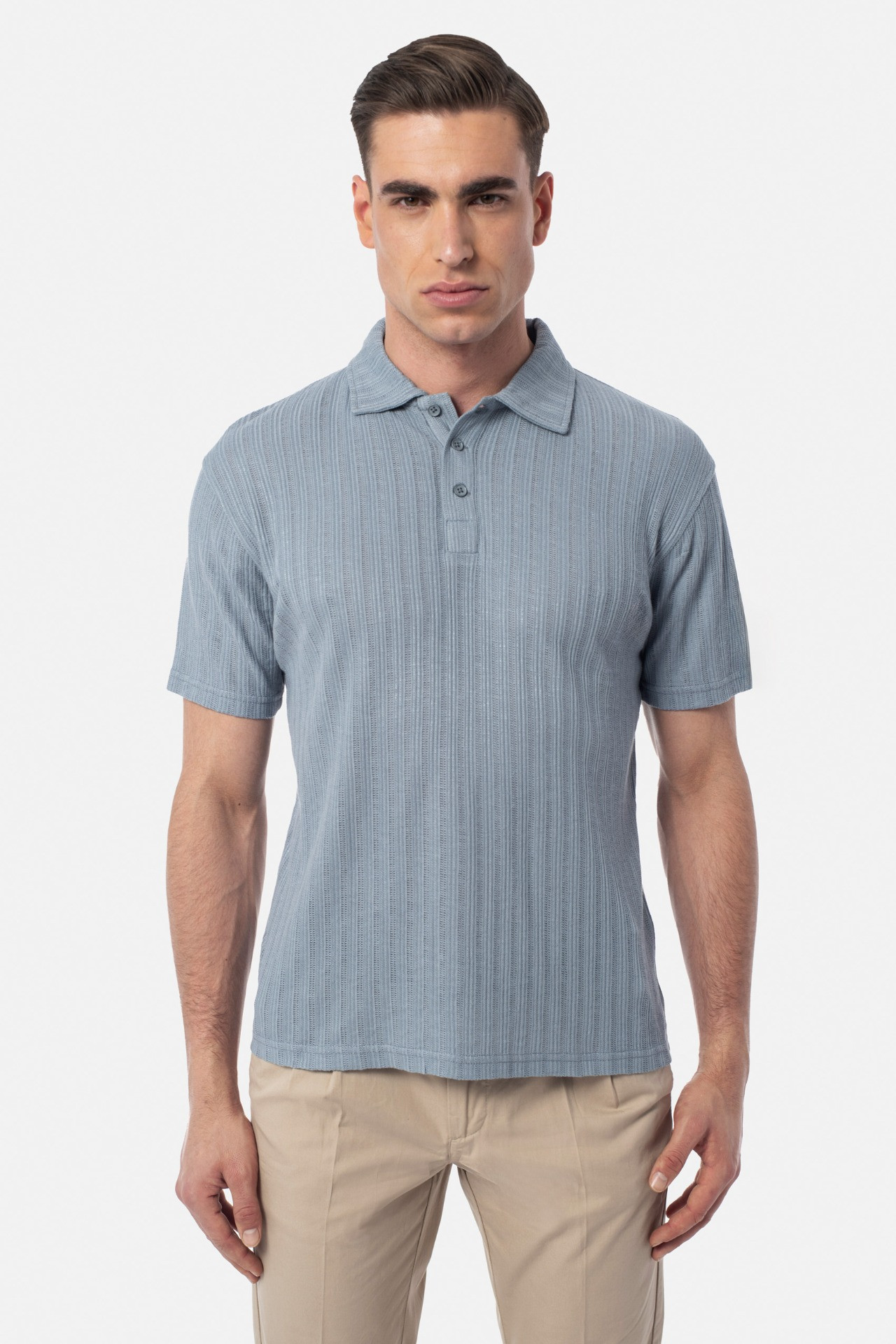 KOSZULKA POLO AVILA BŁĘKITNA Z MODALEM