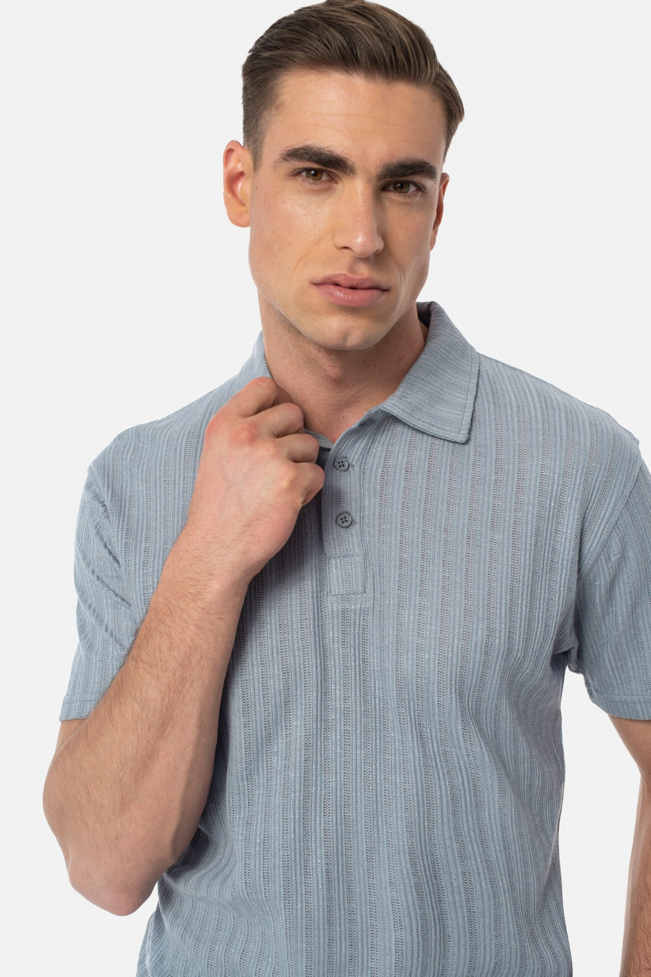 KOSZULKA POLO AVILA BŁĘKITNA Z MODALEM