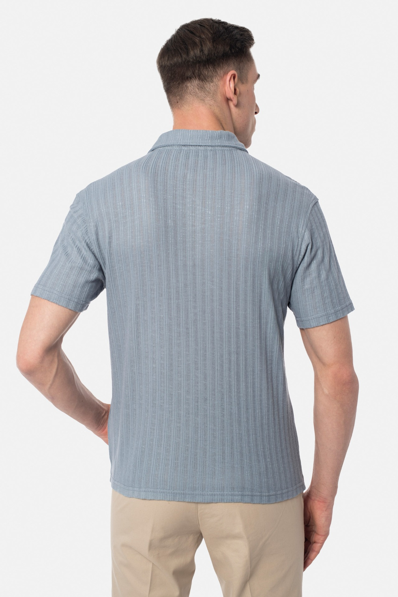 KOSZULKA POLO AVILA BŁĘKITNA Z MODALEM