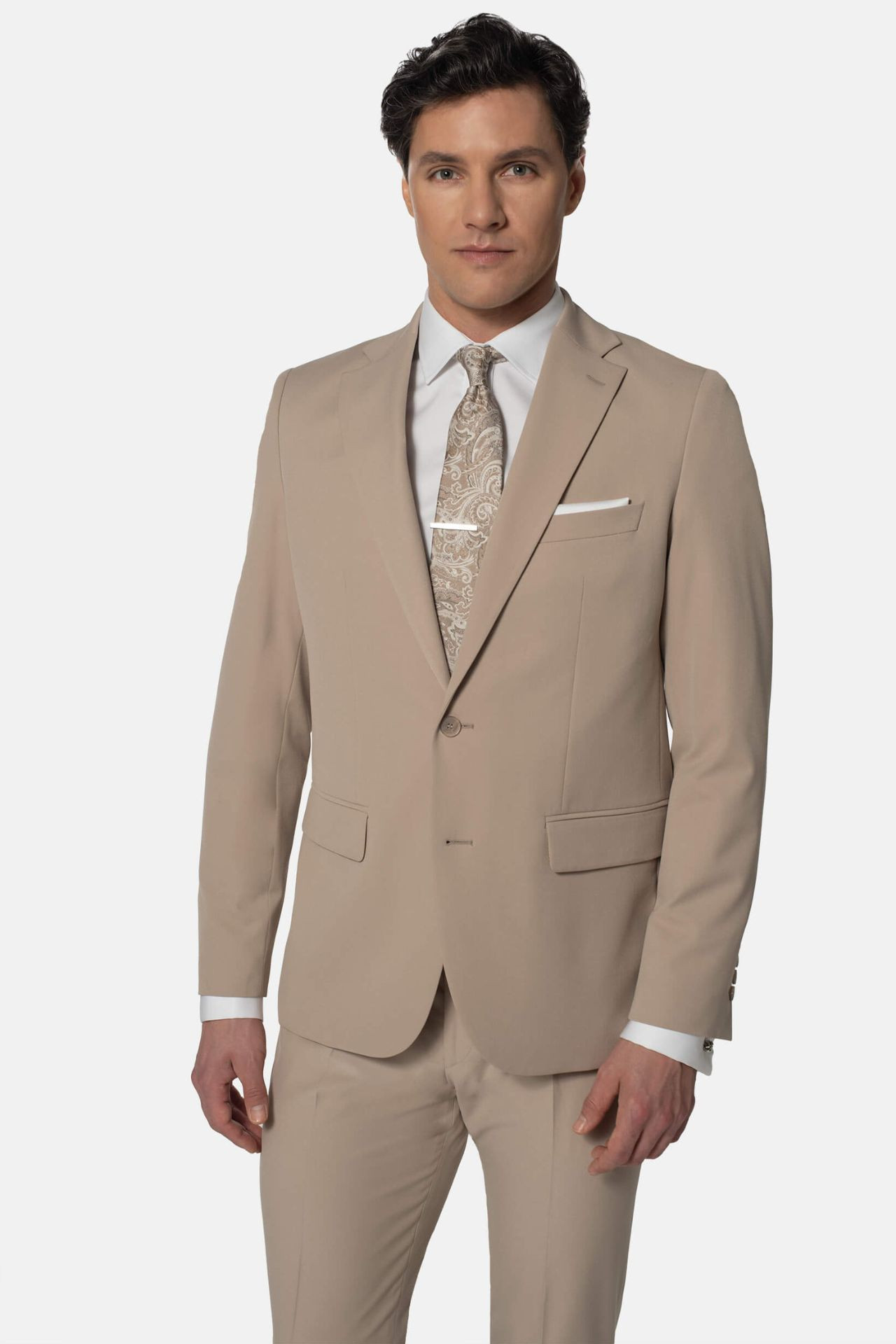 MARYNARKA FIANO BEŻOWA SLIM FIT JEDNORZĘDOWA