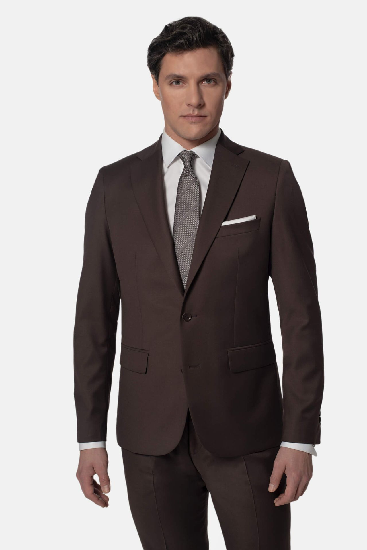 MARYNARKA DESANA BRĄZOWA SLIM FIT JEDNORZĘDOWA Z WEŁNĄ