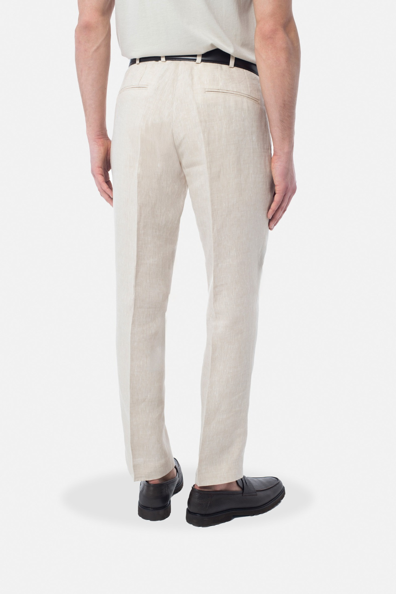 SPODNIE GRANIERI 325E BEŻOWE Z LNU