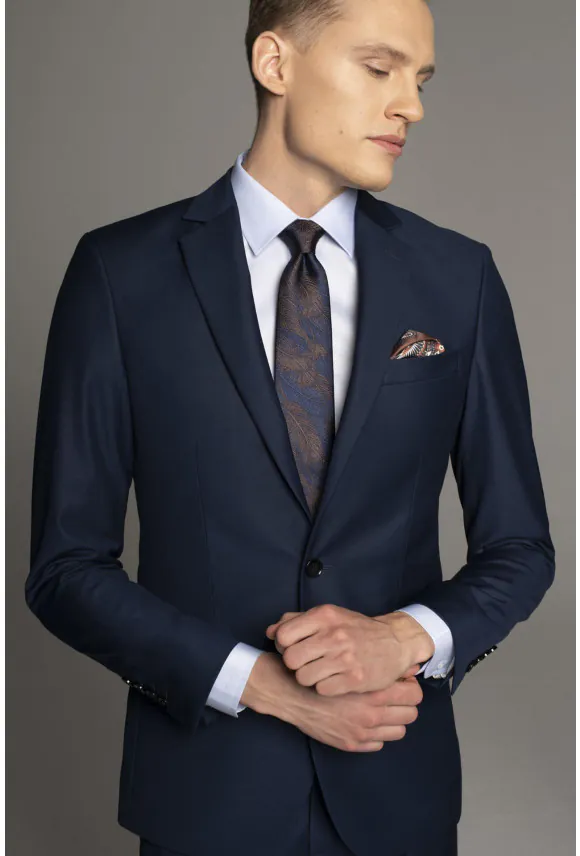 GARNITUR LAVIN 312 GRANATOWY SUPER SLIM FIT JEDNORZĘDOWY