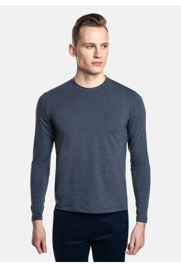 BLUZA CINISI Z OKRĄGŁYM DEKOLTEM GRANATOWA BLUZA CINISI Z OKRĄGŁYM DEKOLTEM GRANATOWA