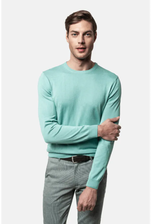 SWETER MOULIN Z OKRĄGŁYM DEKOLTEM ZIELONY