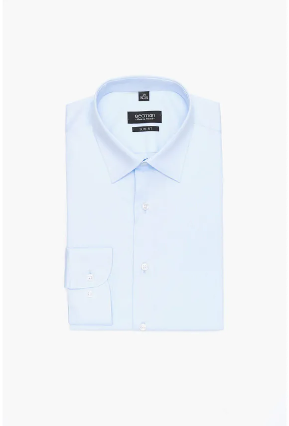 KOSZULA VERSONE 2987/1E DŁUGI RĘKAW SLIM FIT BŁĘKITNY
