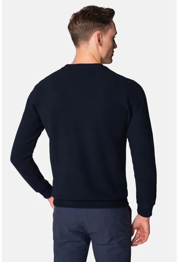 BLUZA GENAT Z OKRĄGŁYM DEKOLTEM GRANATOWA